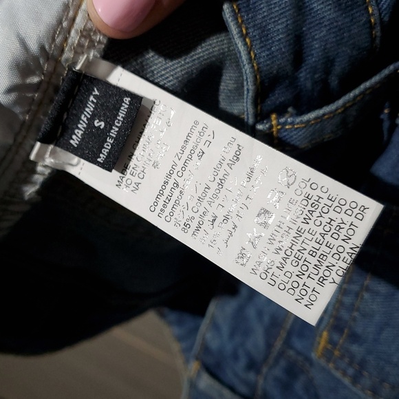 MENS MANFINITY DIAGONAL BUTTON FLY DENIM JEANS  Y2K BAGGY HIP HOP SIZE SMALL 36 - Picture 7 of 9